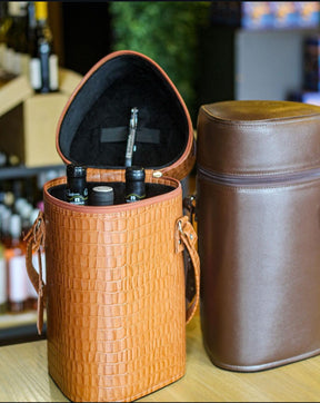 Bag de Couro Legítimo – Para Vinhos e Taças, Disponível em Diversas Cores